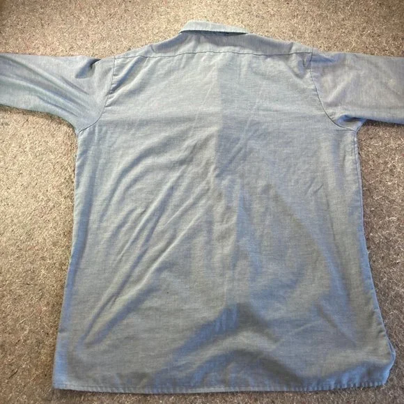 Dickies Button Down Shirt Mens Adult 17-17.5" Sleeve 34/35 Blue Long Sleeve USA - Picture 13 of 15